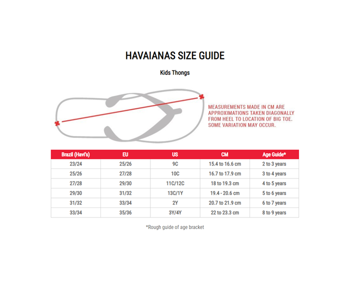 Havaianas size chart deals australia